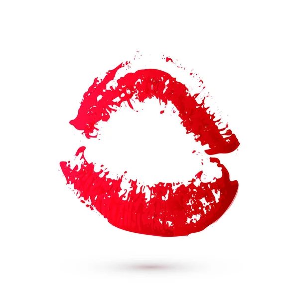 Red Lipstick Kiss White Background Imprint Lips Valentines Day Theme — Stock Vector