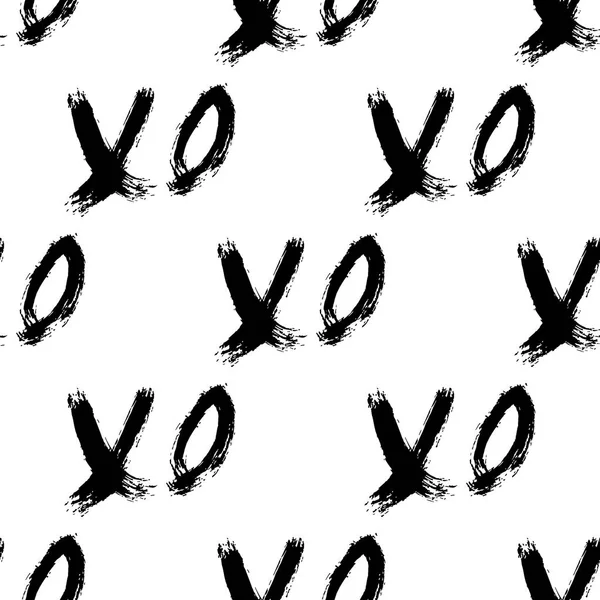 情人节无缝模式 Xoxo 在白色背景 大发手写字的涂鸦 拥抱和亲吻缩写刷刻字 易于编辑矢量模板为您的设计 — 图库矢量图片