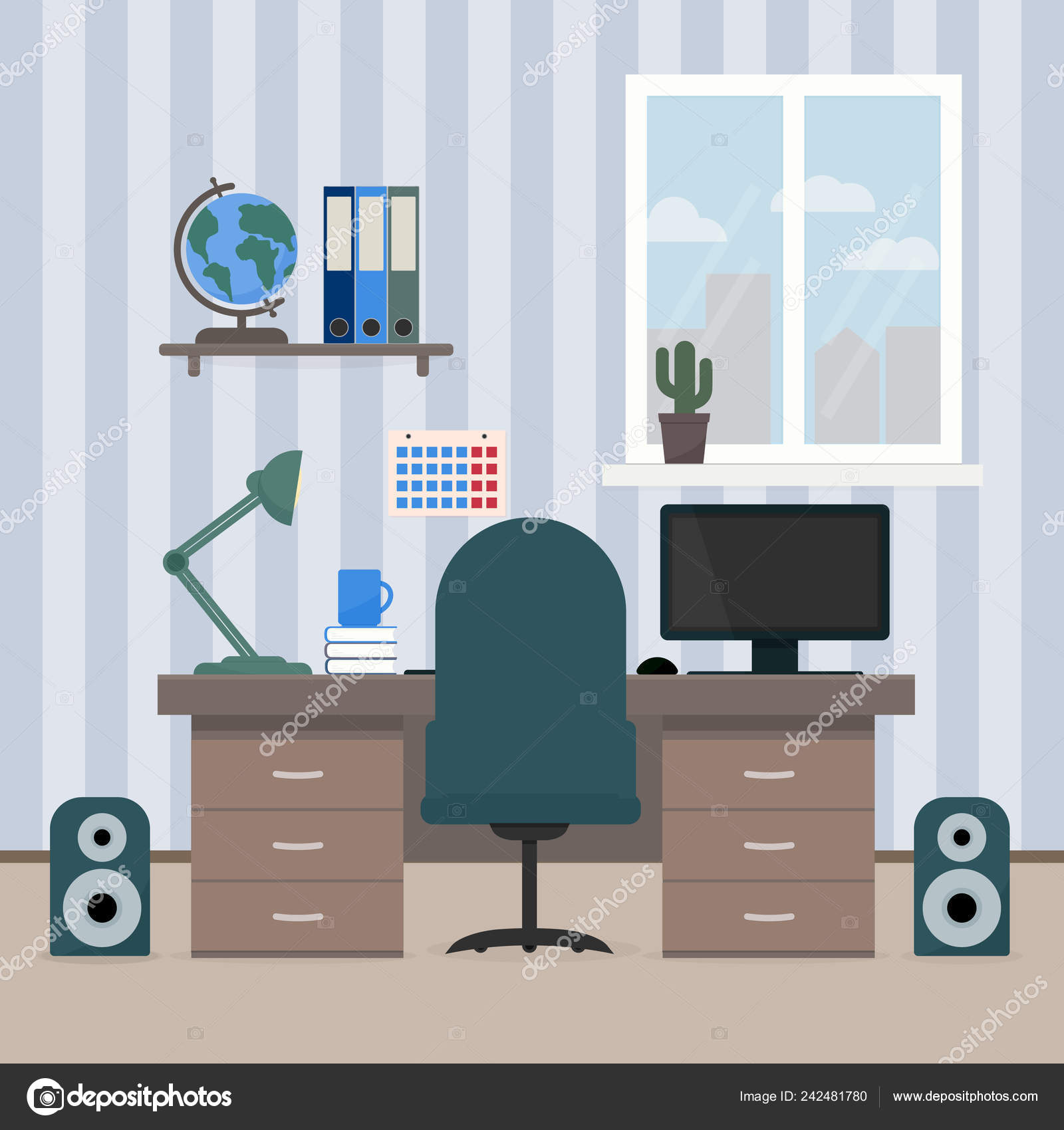 Interior Room Teenager Workplace Student Desktop Computer