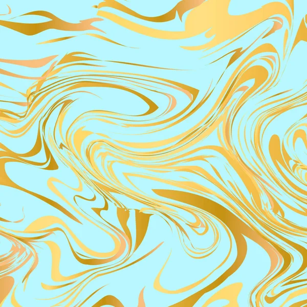 Hellblauer Und Goldener Marmorhintergrund Flüssigkeitseffekt Nachahmungen Handgezeichneter Acrylmalerei Marmorieren Oberfläche — Stockvektor