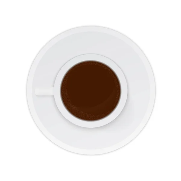 Taza Realista Café Expreso Aislado Sobre Fondo Blanco Vista Superior — Vector de stock