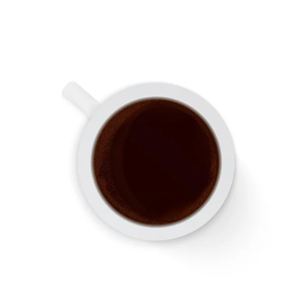 Üstten Görünüm Gerçekçi Fincan Kahve Espresso Beyaz Arka Plan Üzerinde — Stok Vektör