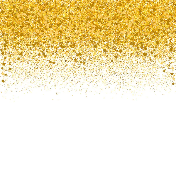 Gouden Confetti Vector Achtergrond Dalende Sparkles Stippen Sterren Grens Geïsoleerd — Stockvector