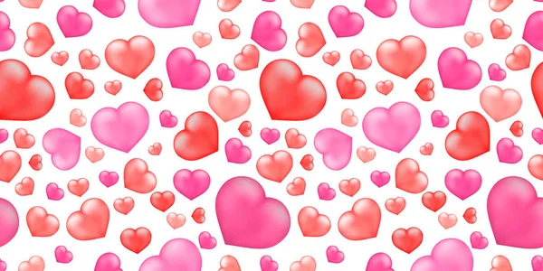 Червоні Рожеві Реалістичні Серця Білий Background Серця Безшовні Шаблоном Векторні — стоковий вектор