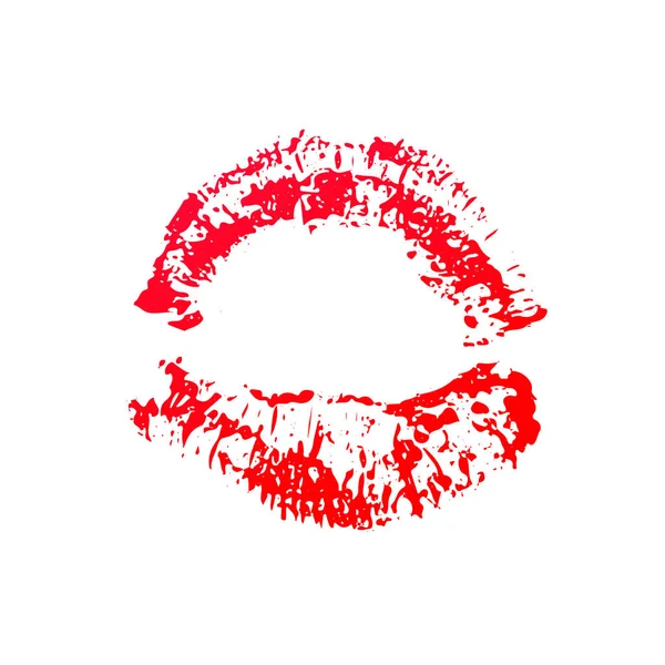 Rode Lippenstift Kus Witte Achtergrond Afdruk Van Lippen Valentines Day — Stockvector