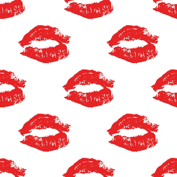 Realistic Red Sexy Lips Seamless Pattern Woman Mouth Vector Illustration — Stock Vector