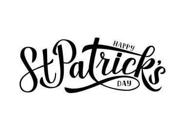 Happy St Patricks Günü hat yazı üzerine beyaz izole ver. Saint Patricks Günü tebrik kartı. Yeni yıl eğlencesi daveti, afiş, poster, el ilanı, etiket, kartpostal için vektör şablonu düzenlemek kolay