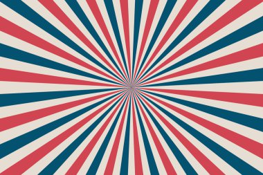 ABD Bağımsızlık günü 4 Temmuz ya da Anma Günü geçmiş. Retro vatansever vektör çizim. Eşmerkezli çizgiler Amerikan bayrağının renkleri. Kırmızı, mavi ve beyaz ışınları.  