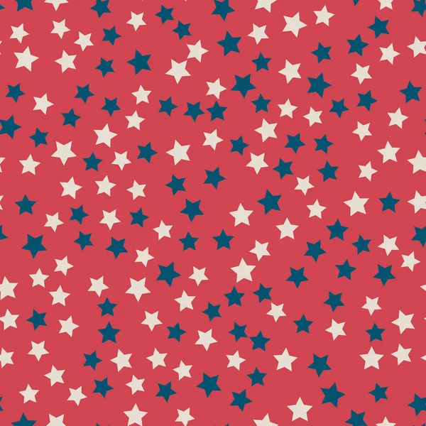 Estrelas Dispersas Padrão Sem Costura Cores Bandeira Americana Vermelho Azul — Vetor de Stock