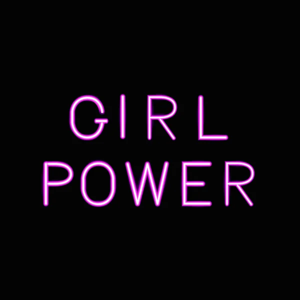 Menina Power 3d neon banner no fundo preto. Citação inspiradora. Slogan feminista. Feminismo e conceito de direitos das mulheres. Cartaz motivacional do dia das mulheres. Ilustração vetorial . — Vetor de Stock