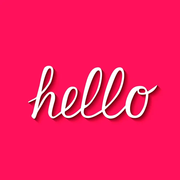 Bonjour calligraphie lettrage sur fond rose chaud. Affiche de typographie dessinée à la main. Mot Bonjour écrit au pinceau. Modèle vectoriel pour cartes de vœux, bannières de bienvenue, médias sociaux, dépliants . — Image vectorielle