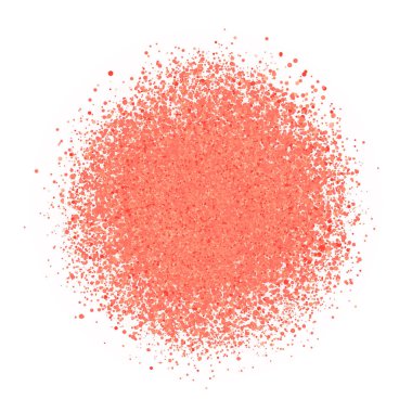 Beyaz üzerinde izole mercan yaşayan gölgeler patlama noktaları konfeti. Renk 2019 yıl. Kıvılcım noktaların patlaması. Parlak toz havai fişek vektör arka plan. Gül altın Glitter doku etkisi.