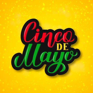 Cinco de Mayo renkli 3D yazı. Geleneksel Meksika Fiesta tipografi poster. Kolay parti davetiye, afiş, poster, tebrik kartı, broşür, vb için şablon düzenlemek için.