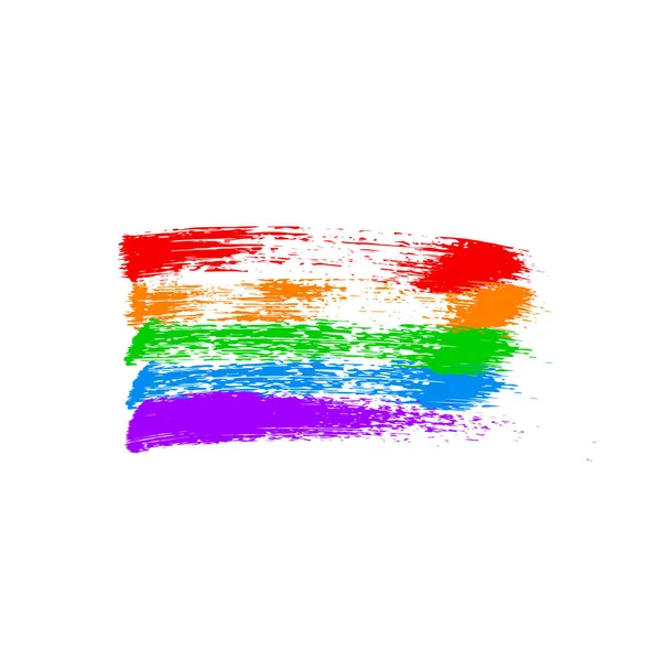 Bandera de la comunidad LGBT. El cepillo vectorial acaricia los colores del arco iris aislados en blanco. Símbolo de lesbianas, orgullo gay, bisexuales, movimientos sociales transgénero. Elemento de diseño fácil de editar . — Archivo Imágenes Vectoriales