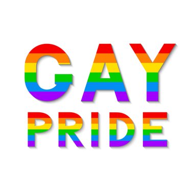 Gay gururrenkli yazı. Siyah arka planda gökkuşağı Lgbt topluluk bayrağı renklerde Mektuplar. Lgbtq hakları kavramı. Homoseksüelliğin sembolü. Gurur günü veya ay vektör illüstrasyon.