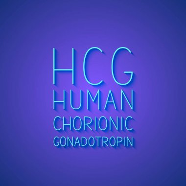 Hcg neon tipografi posteri. İnsan Koryonik Gonadotropin 3d yazı. Vektör illüstrasyon. Banner, el ilanı, broşür, vb için şablonu kolayca düzenledi.