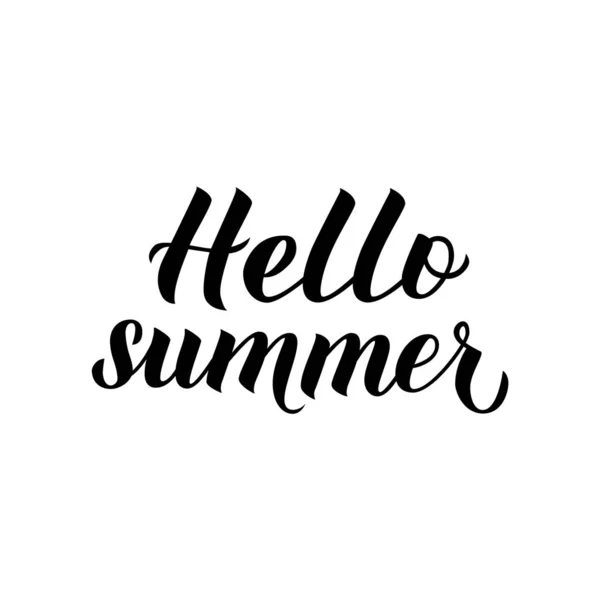 Hola caligrafía de verano con letras aisladas en blanco. Afiche inspirador de tipografía de temporada. Diseño de logotipo escrito a mano. Ilustración vectorial. Plantilla fácil de editar para banner, volante, pegatina . — Vector de stock