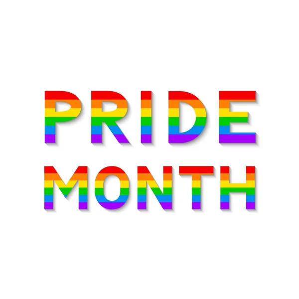 Lettere colorate Pride Month. Lettere in colori di bandiera della comunità LGBT arcobaleno su sfondo nero. Concetto di diritti LGBTQ. Simbolo dell'omosessualità. Contro l'omofobia concetto di illustrazione vettoriale . — Vettoriale Stock