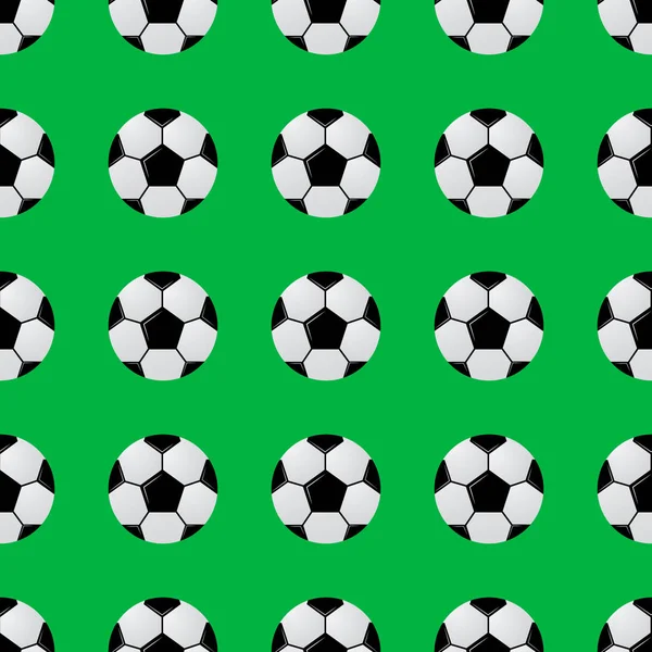 Pelotas de fútbol blanco y negro en patrón verde sin costuras. Fondo vector de fútbol. Deporte tema de la competencia ilustración de estilo de dibujos animados. Plantilla fácil de editar para sus proyectos de diseño . — Archivo Imágenes Vectoriales