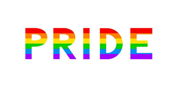 プライドカラフルなレタリング。黒の背景に虹Lgbtコミュニティフラグの色の文字。Lgbtqの権利の概念。同性愛の象徴プライド日または月ベクトルイラスト. — ストックベクタ