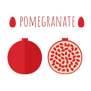 Nar simgesi düz tarzı. Tropikal meyveler beyaz b izole