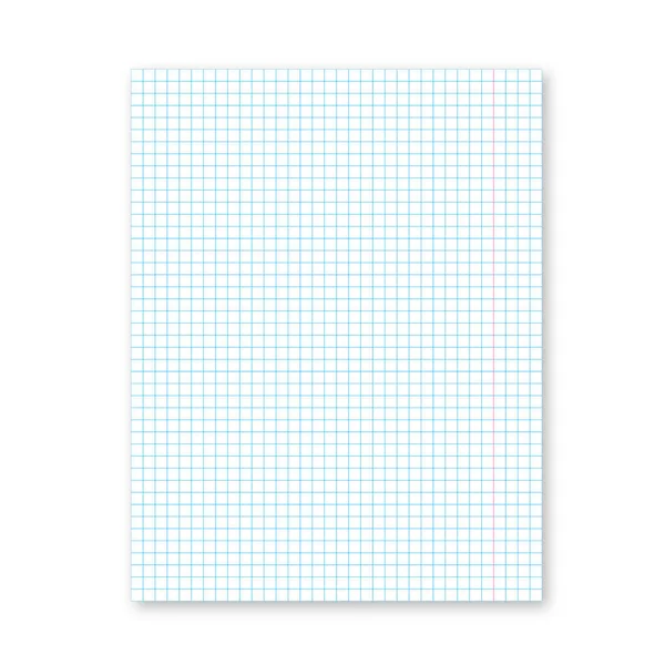 Arkusz papieru w kratkę. Pusta biała strona notebooka z cienia ISO — Wektor stockowy