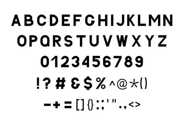 Alfabeto vectorial minimalista. Letras A-Z, números 0-9 y punctua — Vector de stock