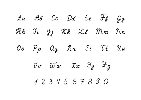 Handgezeichnetes Vektoralphabet. Schrift in kalligrafischer Schrift. Kalligraph — Stockvektor