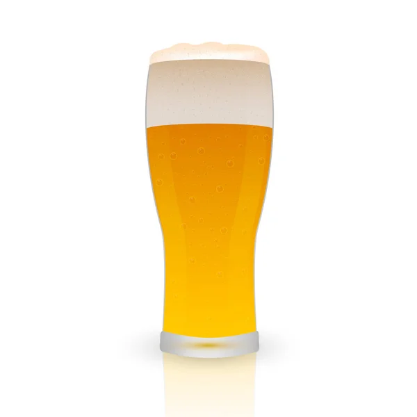 Realistisch glas bier geïsoleerd op wit. Lichte lagerbier Frot — Stockvector