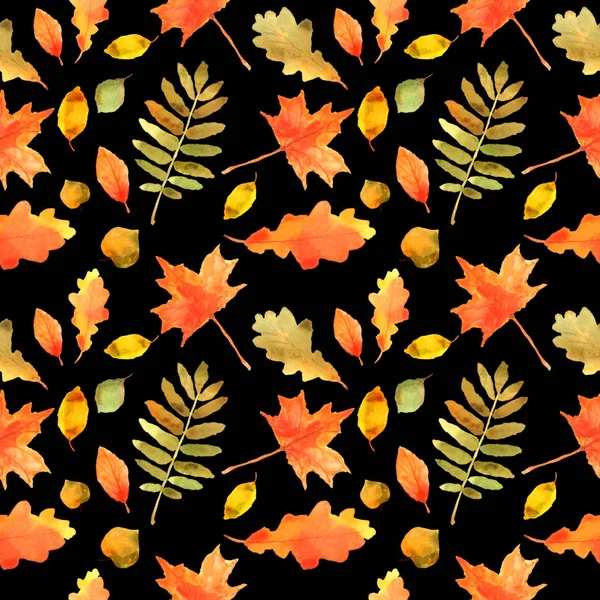 Осенние листья бесшовные. Ручная рисованная акварель. Со — стоковое фото