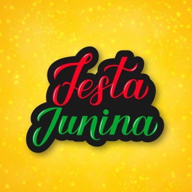 Festa Junina renkli 3d yazı. Brezilya Haziran Festivali Festa de Sao Joao. Brezilya Geleneksel Karnaval tipografi posteri. Kolay şablon fop afiş, davetiye, el ilanı, vb.