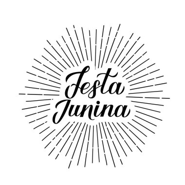 Festa Junina kaligrafi yazısı. Brezilya Haziran Festivali Festa de Sao Joao. Latin Amerika tatil tipografi posteri. Kolay şablon fop afiş, davetiye, el ilanı, vb