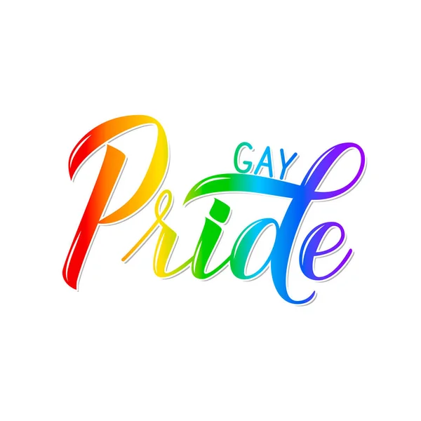 白に隔離された虹のゲイプライド3Dレタリング色。プライドの日、月、パレードのコンセプト。LGBTの権利スローガン。ポスター、バナー、Tショット、チラシ、ステッカー、バッジ用のベクターテンプレートを簡単に編集. — ストックベクタ