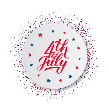 4 Temmuz kaligrafi el beyaz kağıt plaka üzerine yazı. ABD Bağımsızlık Günü kutlama posteri vektör illüstrasyon. Logo tasarımı, tebrik kartı, afiş, el ilanı, vb için şablonu düzenlemesi kolay. 