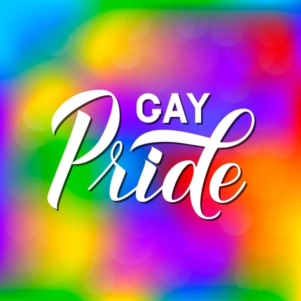 Gay Pride 3d letras en colores de fondo degradado brillante del arco iris. Día del Orgullo, Mes, concepto de desfile. Lema de los derechos LGBT. Plantilla de vector fácil de editar para banner, póster, volante, pegatina . — Archivo Imágenes Vectoriales