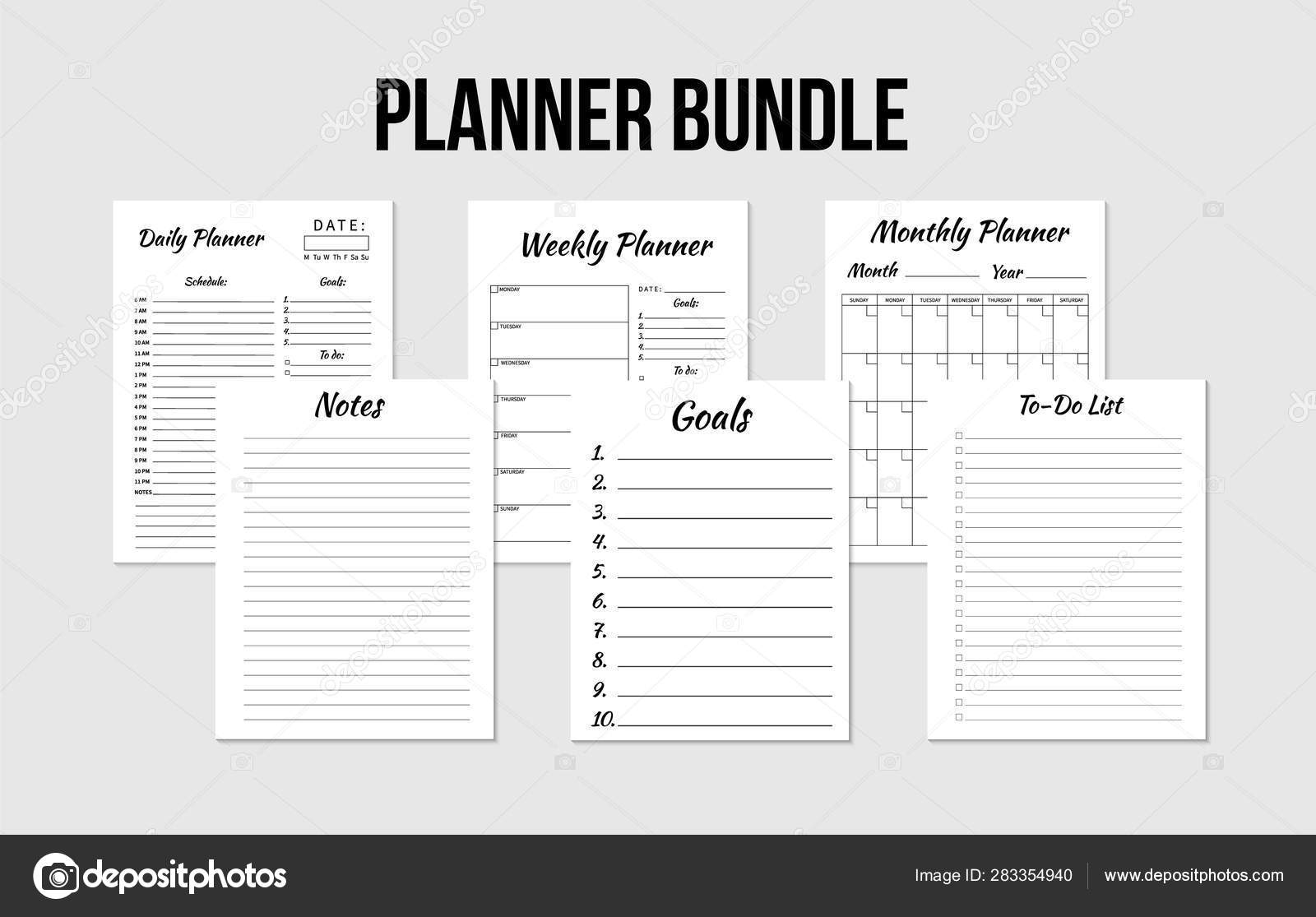Daily planner. Digital notebook To do list download Digital business planner Monthly planner Weekly planer printable pages
