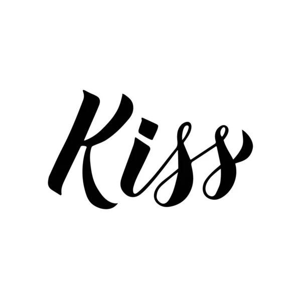 Beso caligrafía mano letras aisladas en blanco. Plantilla vectorial fácil de editar para póster de tipografía, banner, volante, tarjeta de felicitación del día de San Valentín, t-shot, taza, invitación a la fiesta, etc. . — Vector de stock