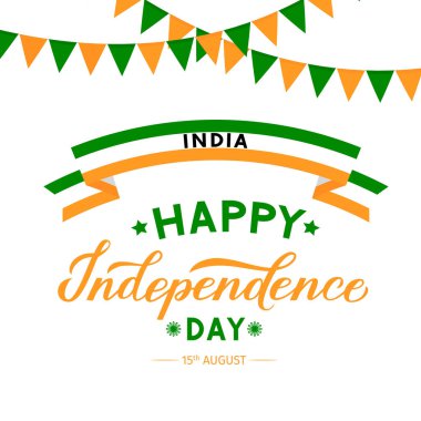 Happy India bağımsızlık günü el yazısı. Banner, Flyer, tebrik kartı, davetiye, vb için vektör şablonu düzenlemek kolay. Hint tatil kutlama tipografi poster. 