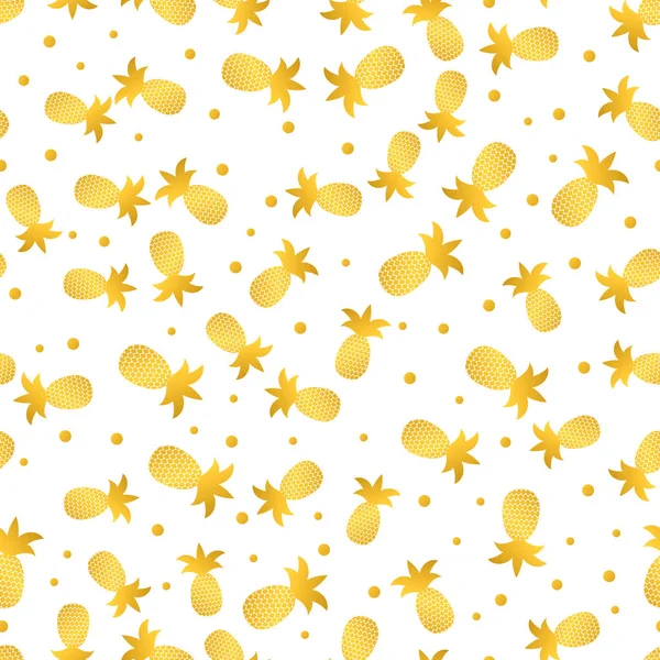 Безшовний візерунок із золотим ананасом на білому тлі. Золоті тропічні фрукти Векторні ілюстрації. Легко редагувати шаблон для дизайну логотипу, плаката, банера, запрошення, флаєра, одягу тощо . — стоковий вектор