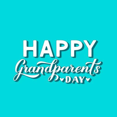 Nane yeşili arka plan üzerinde Happy Grandparents Day 3d yazı. Büyükanne ve büyükbaba için tebrik kartı. Banner, poster, kartpostal, t-shirt, kupa, vb için vektör şablonu kolayca.