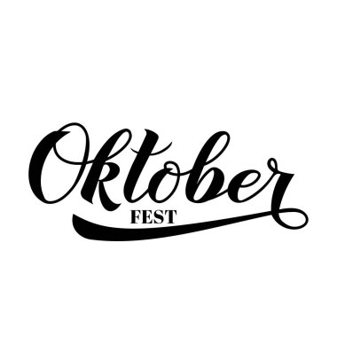 Oktoberfest kaligrafi el yazısı beyaz izole. Geleneksel Alman bira festivali. Logo tasarımı, poster, afiş, el ilanı, t-shirt, davetiye için tasarım vektör unsuru nu düzenlemesi kolay. 