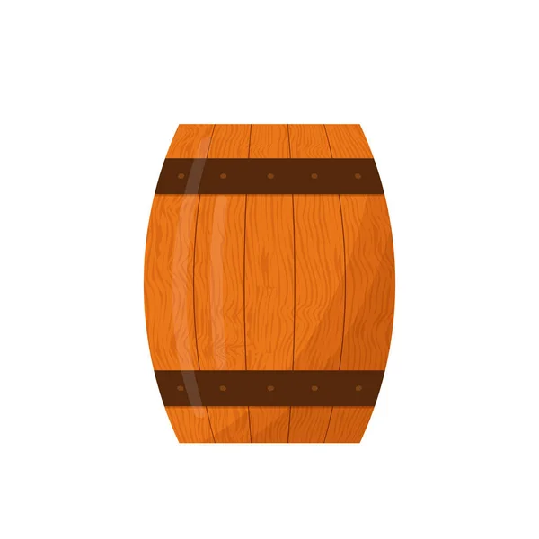 Wooden Barrel for beer or wine isolated on white.  Barrel flat vector icon. Easy to edit vector element of design for your brewery or winery logo design, poster, banner, flyer, bar or pub menu, etc. — Stock Vector