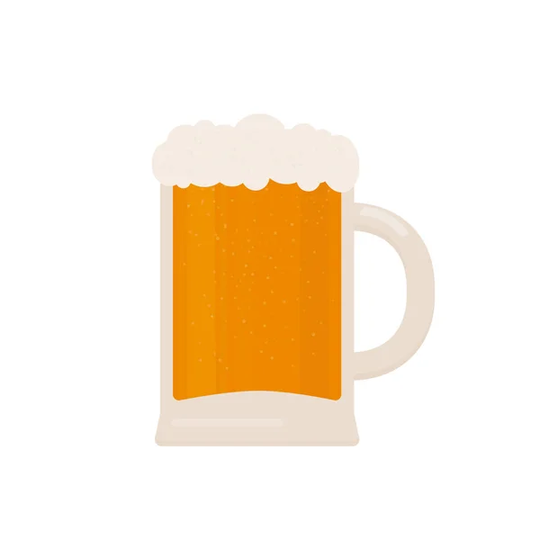Tazza di birra isolata su bianco. Festa della birra bavarese tradizionale Oktoberfest. Icona a vettore piatto. Modello facile da modificare per la progettazione del logo, poster, banner, volantino, t-shirt, invito, adesivo, ecc . — Vettoriale Stock
