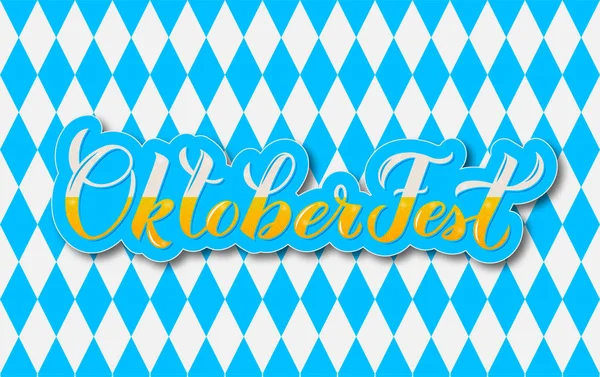 Oktoberfest kaligrafie s bublinkama na modrém bílém pozadí. Bavorský pivní festival. Šablona vektoru pro návrh loga, plakát, nápis, leták, tričko, Pozvánka. — Stockový vektor