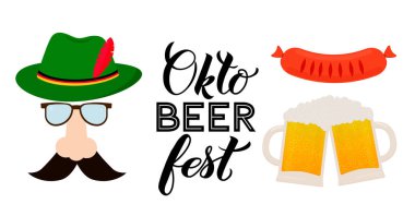 Oktoberfest kaligrafi el yazısı beyaza izole edilmiş. Geleneksel Alman bira festivali. Logo tasarımınız için vektör şablonunu düzenlemek kolay, poster, afiş, broşür, tişört, davetiye vs..