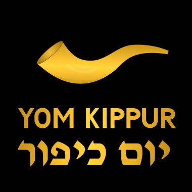 Yom Kippur Atanın Günü Yahudi tatil tipografi siti ve siyah arka plan üzerine altın harfler. Kolay için vektör şablonu, tebrik kartı, afiş, el ilanı için.