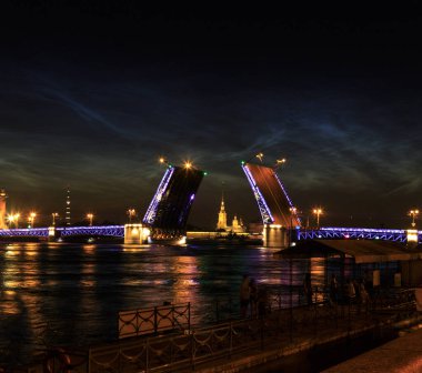 Yükseltilmiş Saray Köprüsü, Neva Nehri, Rostral Sütunu, Peter ve Paul