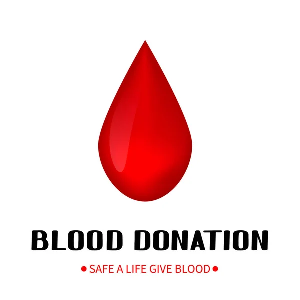 Letras Donación Sangre Aisladas Sobre Fondo Blanco Concepto Día Mundial — Vector de stock
