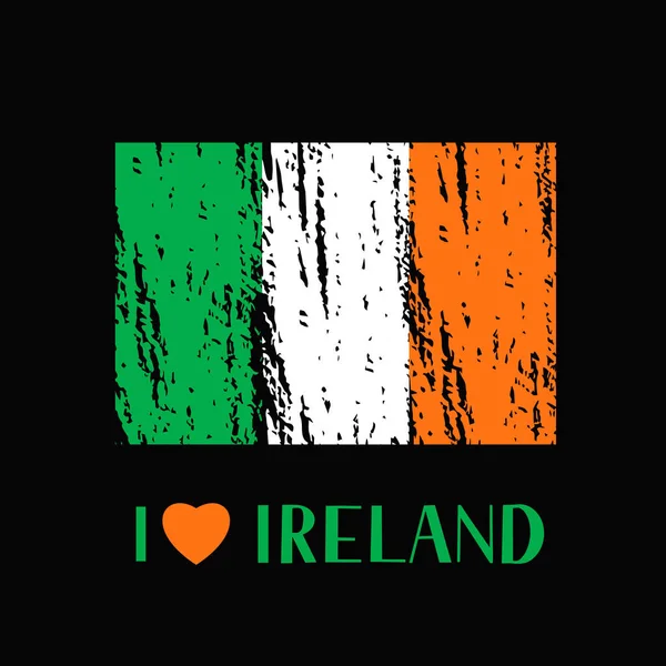 Love Ireland Lettering Heart Brush Stroke Bandeira Irlanda Modelo Vetor —  Vetores de Stock