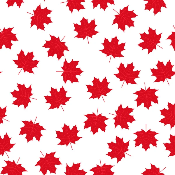Folhas Bordo Vermelho Fundo Branco Padrão Sem Costura Canadense Fundo — Vetor de Stock